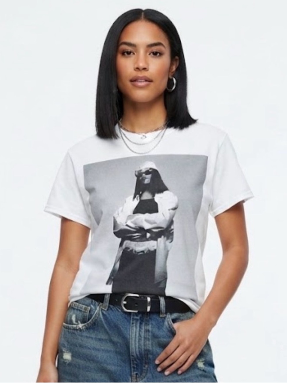 Official Aaliyah Graphic Tee White Size Small R&B Icon Band Merch 90s Vibe